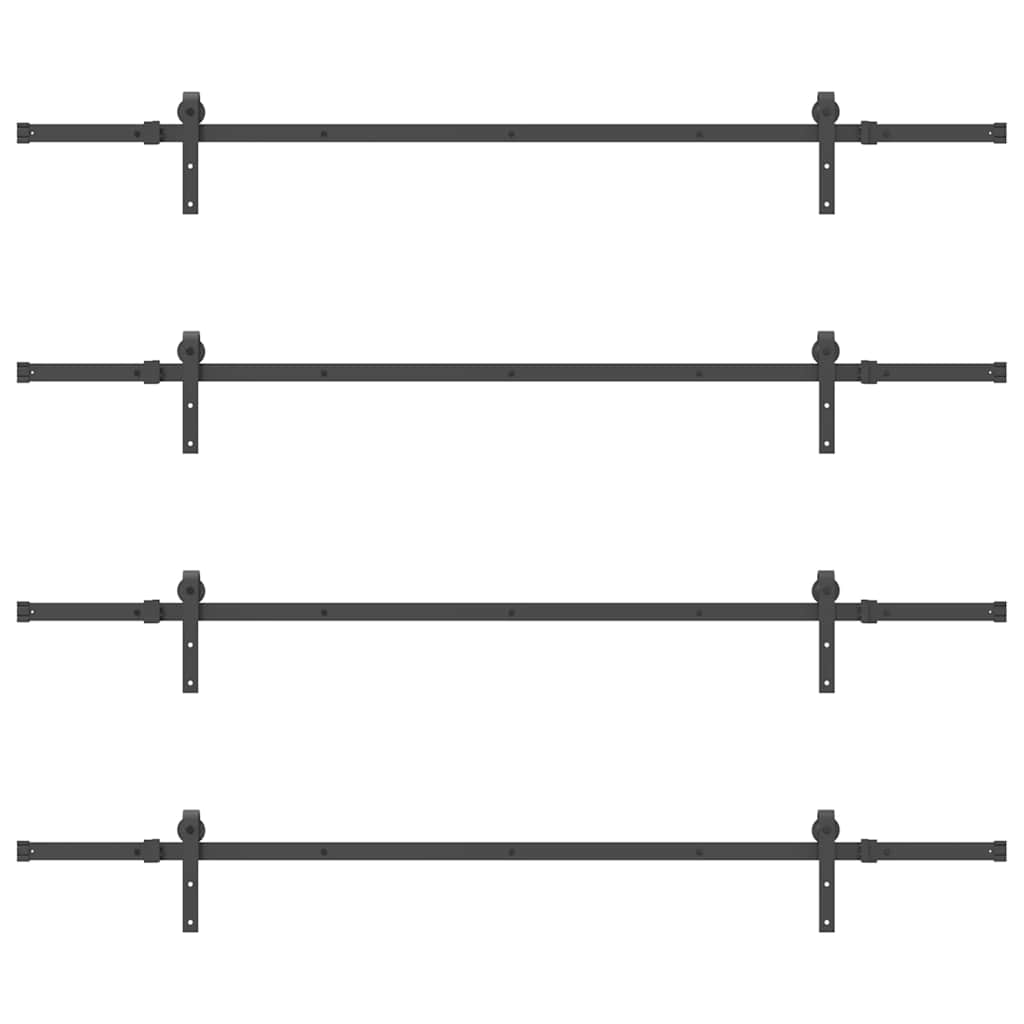 Schiebetürbeschlag-Set 427 cm Stahl Schwarz