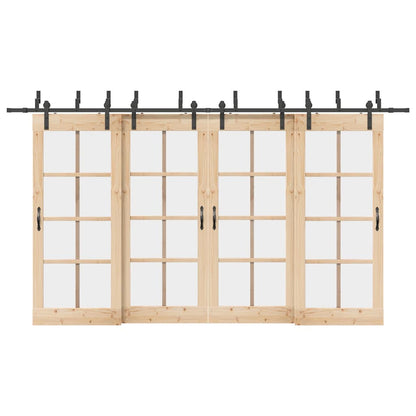 Schiebetürbeschlag-Set 400 cm Stahl Schwarz