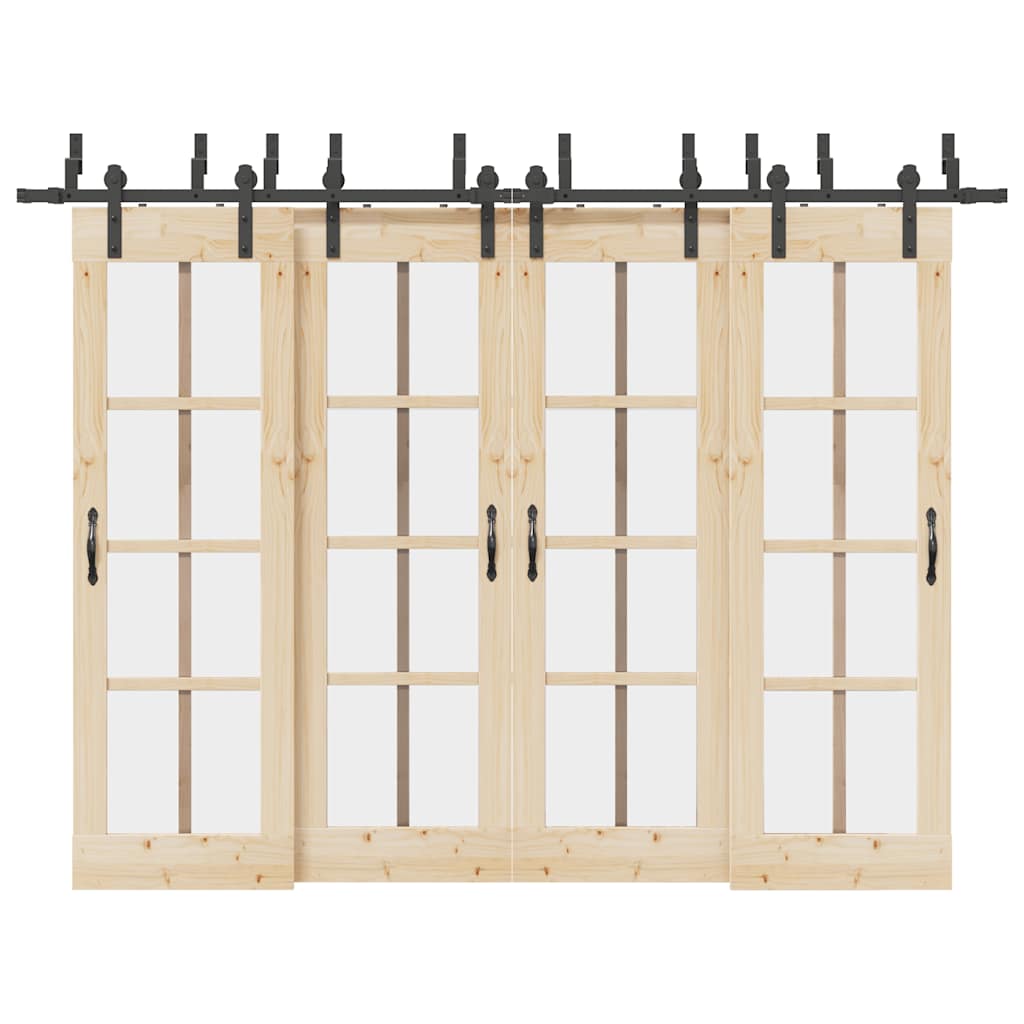 Schiebetürbeschlag-Set 305 cm Stahl Schwarz