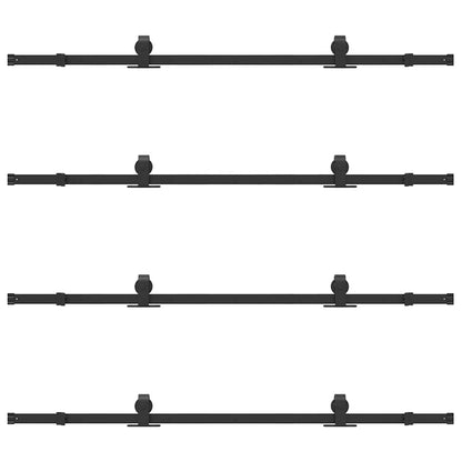 Schiebetürbeschlag-Set 366 cm Stahl Schwarz