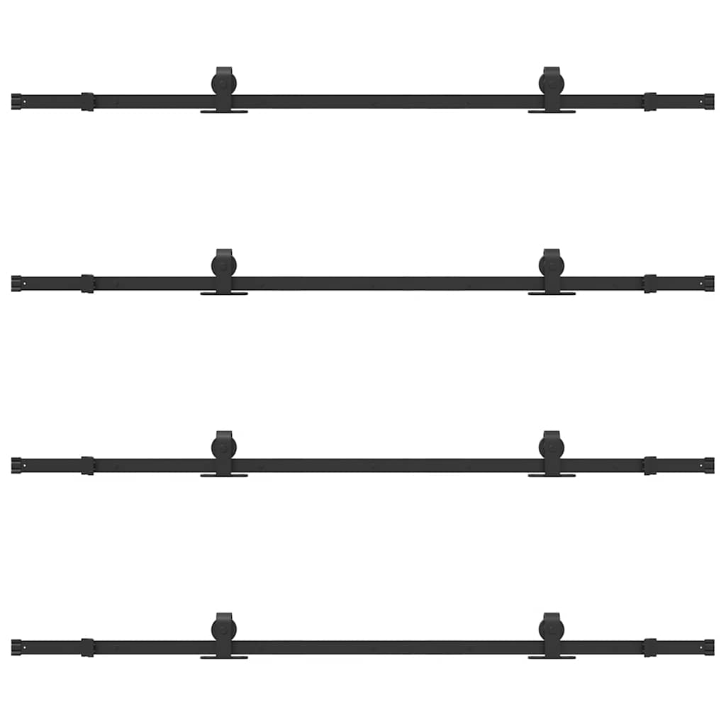 Schiebetürbeschlag-Set 400 cm Stahl Schwarz