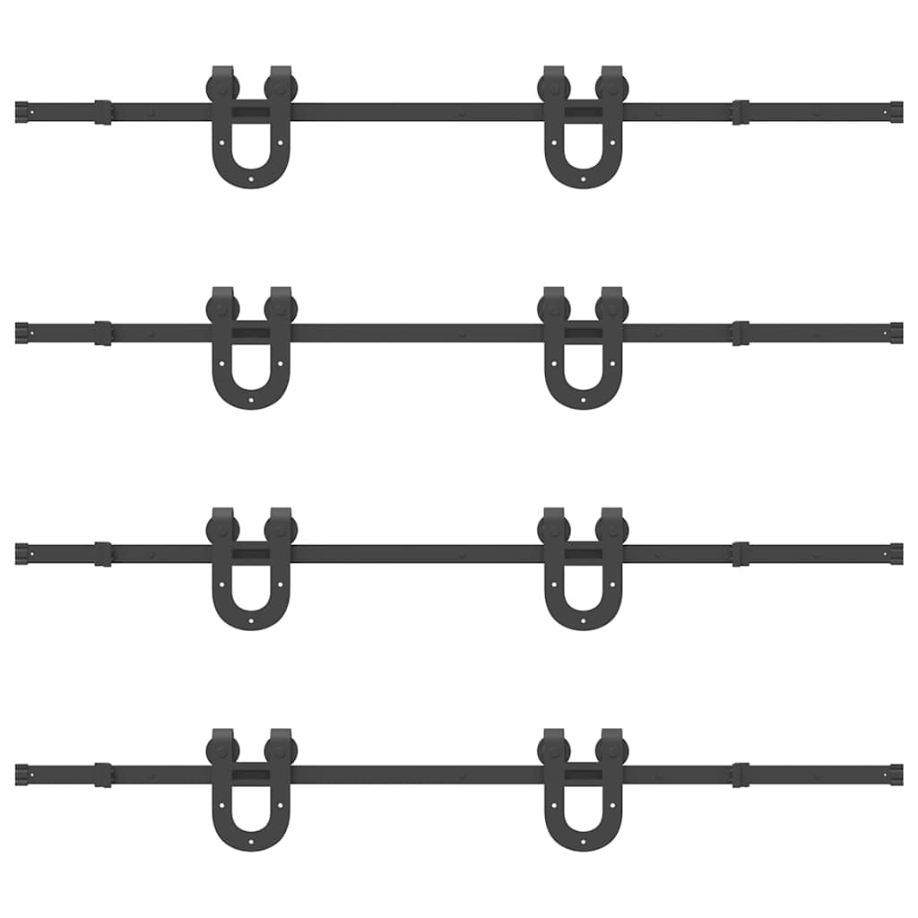 Schiebetürbeschlag-Set 366 cm Stahl Schwarz