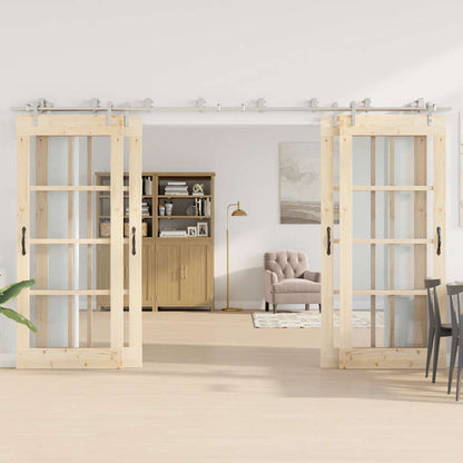 Schiebetür-Beschlagsatz 366 cm Edelstahl Silbern