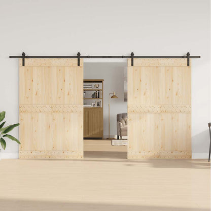 Schiebetürbeschlag-Set 400 cm Stahl Schwarz