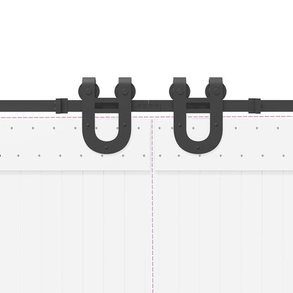 Schiebetürbeschlag-Set 366 cm Stahl Schwarz