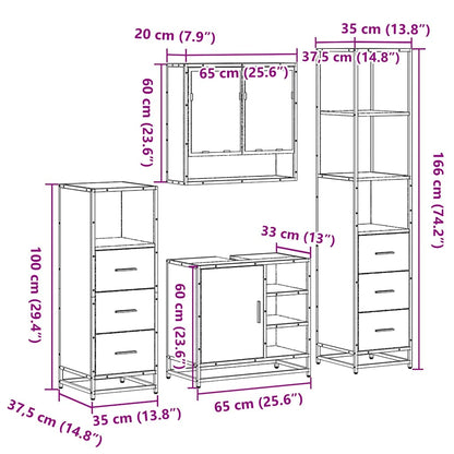 4-tlg. Badmöbel-Set Sonoma-Eiche Holzwerkstoff