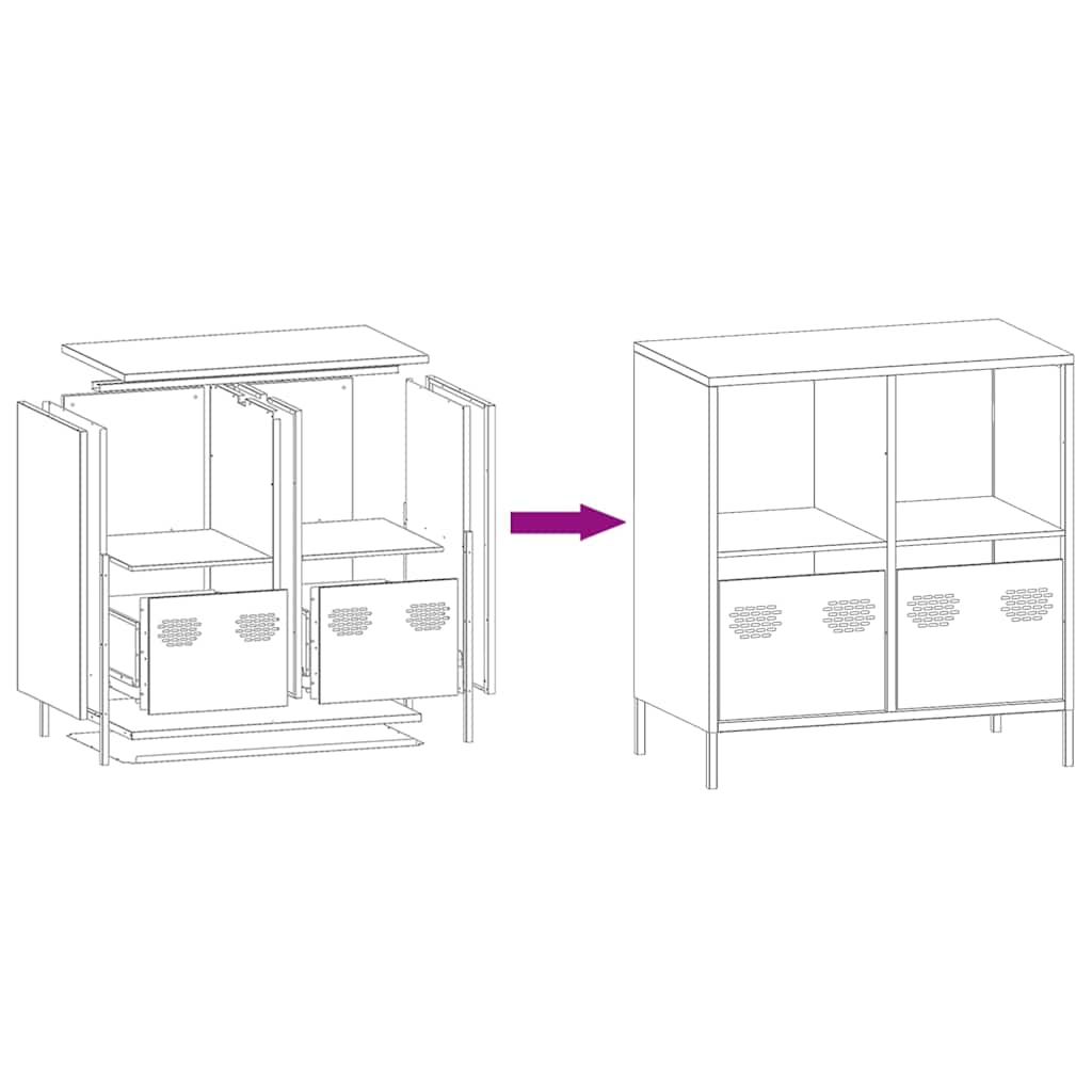 Sideboard Rosa 68x39x73,5 cm Kaltgewalzter Stahl