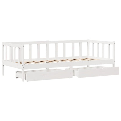 Tagesbett mit Schubladen Weiß 90x190 cm Kiefernholz