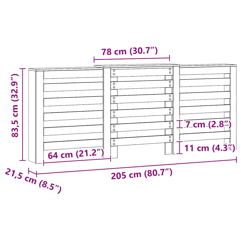Heizkörperverkleidung Artisan-Eiche 205x21,5x83,5 cm