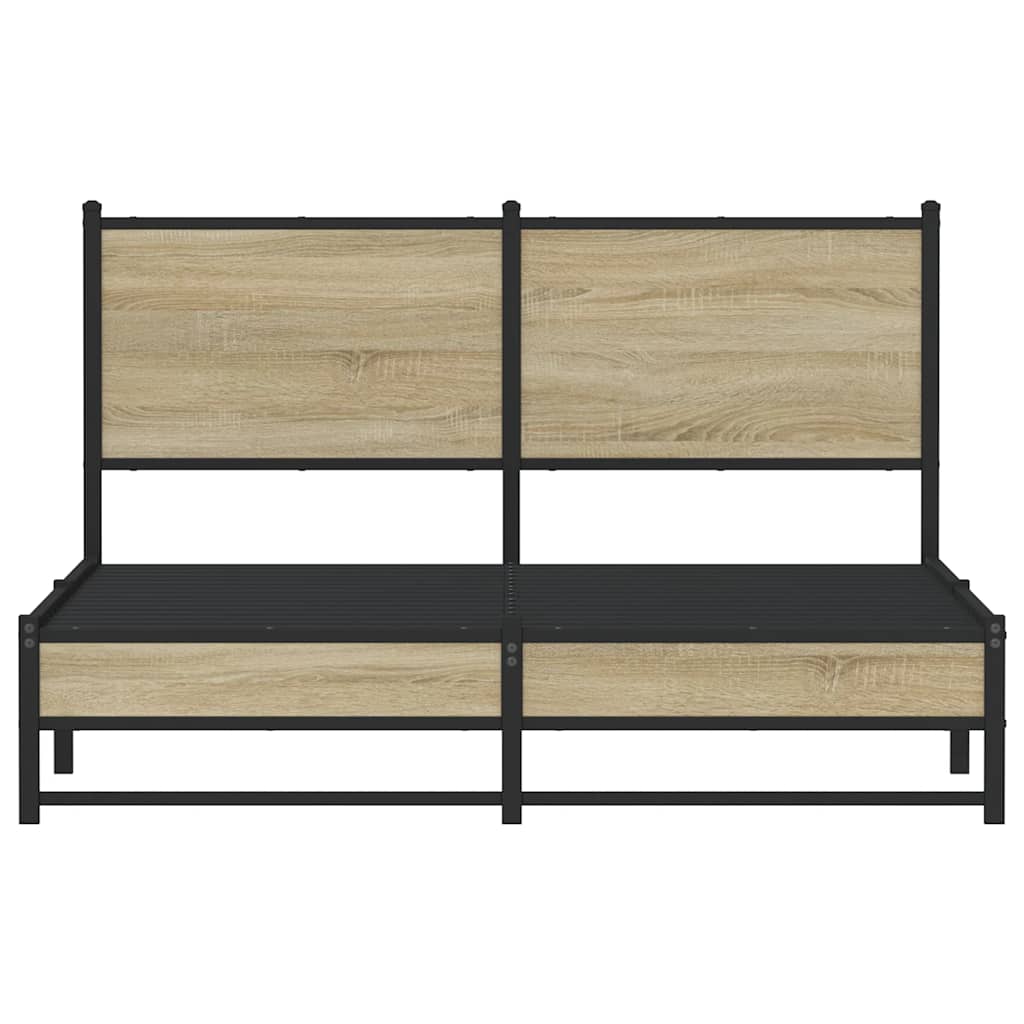 Metallbett ohne Matratze Sonoma-Eiche 150x200 cm