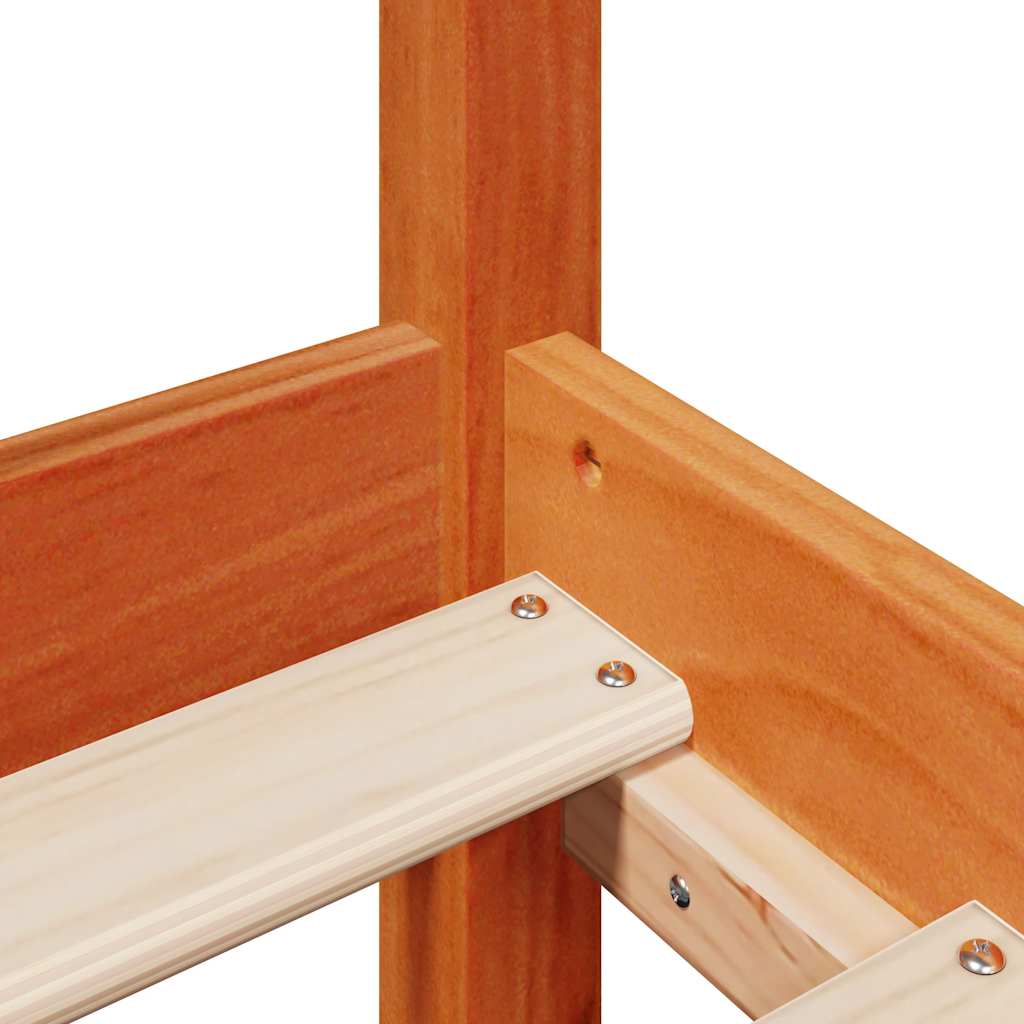 Bettgestell mit Kopfteil ohne Matratze Wachsbraun 75x190 cm