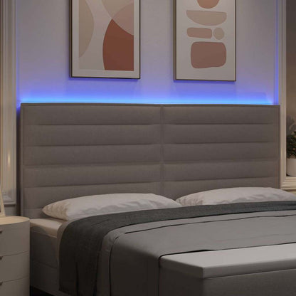 LED Kopfteil mit LED-Lichtleisten Taupe 200 cm Stoff