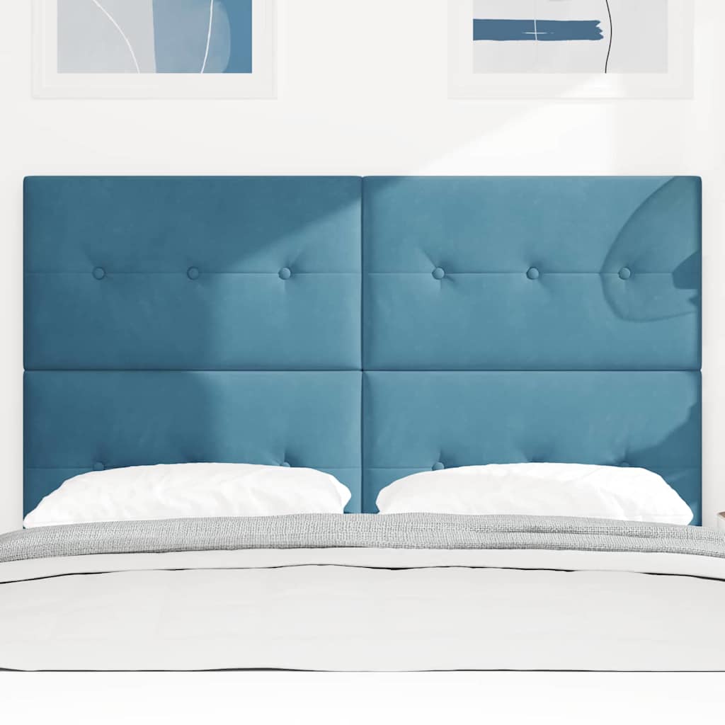 LED Kopfteil mit LED-Lichtleisten Blau 160 cm Samt