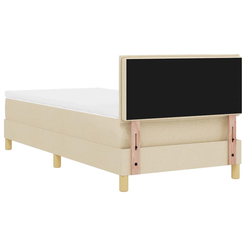 Boxspringbett mit Matratze mit Kopfteil Creme 90 x 190 cm Stoff