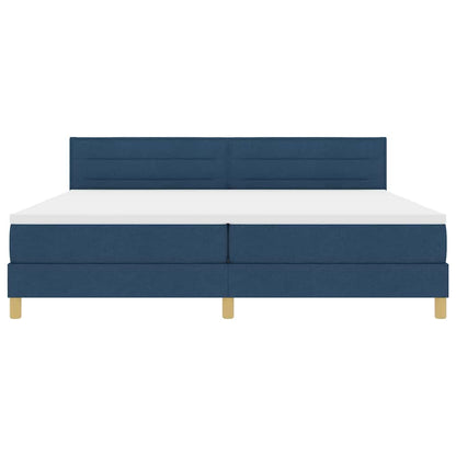 Boxspringbett mit Matratze mit Kopfteil Blau 200 x 200 cm Stoff