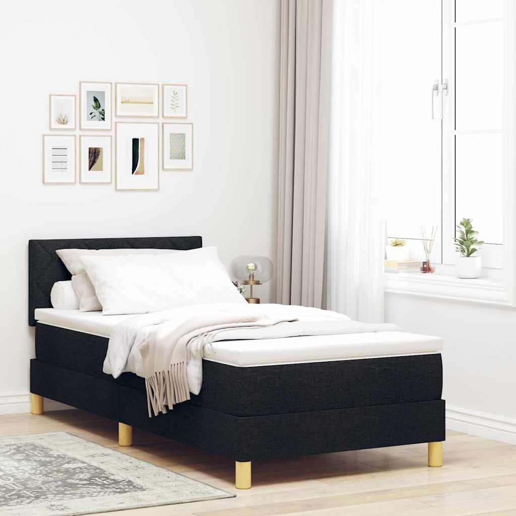 Boxspringbett mit Matratze Schwarz 100 x 200 cm Stoff