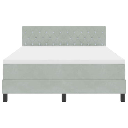 Boxspringbett mit Matratze Hellgrau 140 x 200 cm Samt