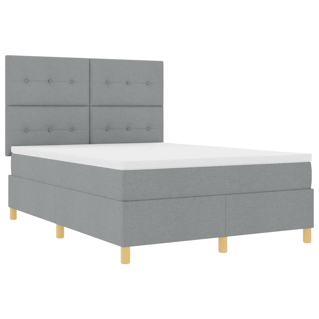 Boxspringbett mit Matratze Hellgrau 140 x 190 cm Stoff