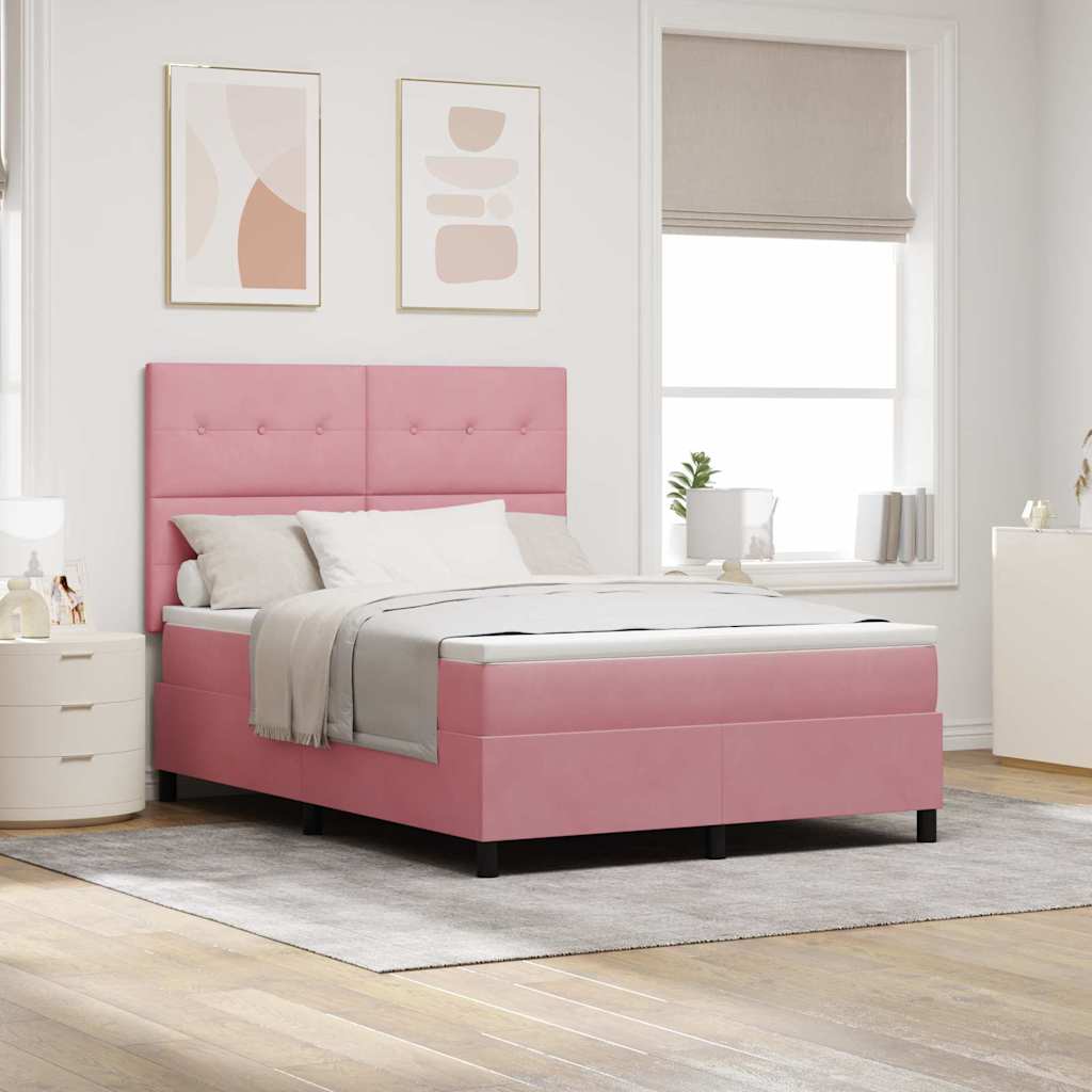 Boxspringbett mit Matratze mit Kopfteil Rosa 140 x 190 cm Samt