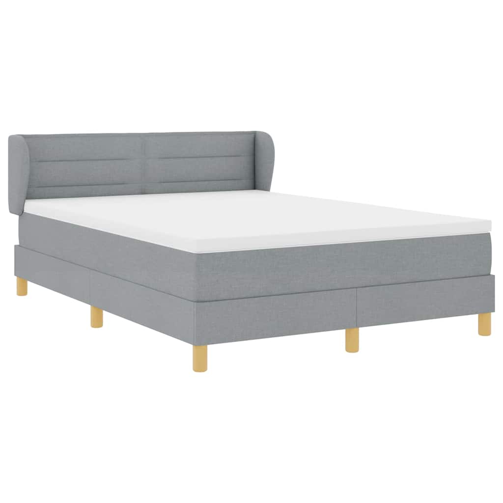 Boxspringbett mit Matratze Hellgrau 140 x 190 cm Stoff
