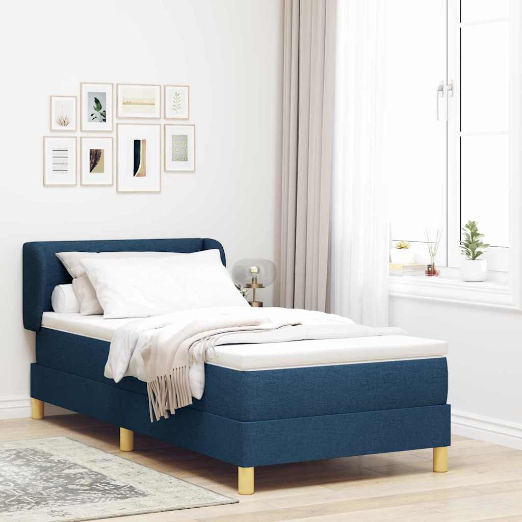 Boxspringbett mit Matratze mit Kopfteil Blau 90 x 190 cm Stoff