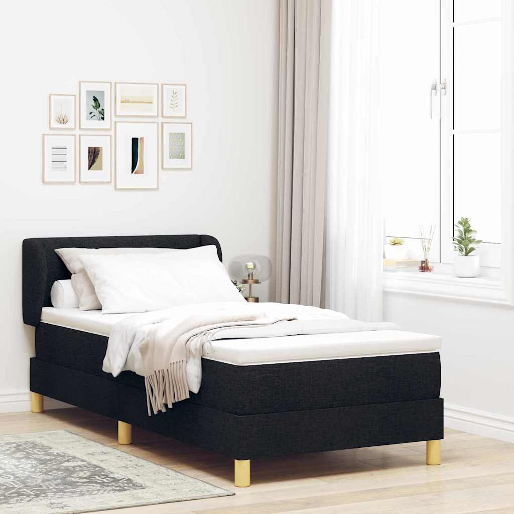 Boxspringbett mit Matratze Schwarz 90 x 200 cm Stoff
