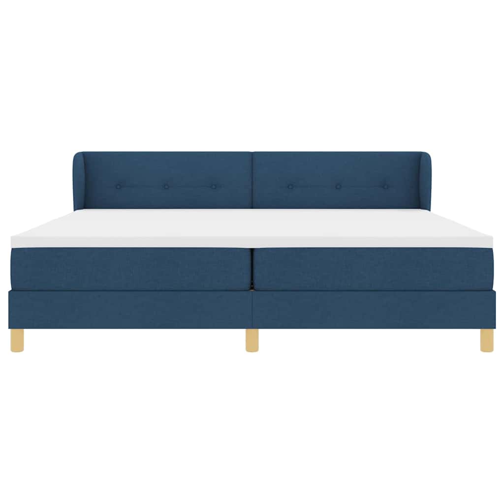 Boxspringbett mit Matratze mit Kopfteil Blau 200 x 200 cm Stoff