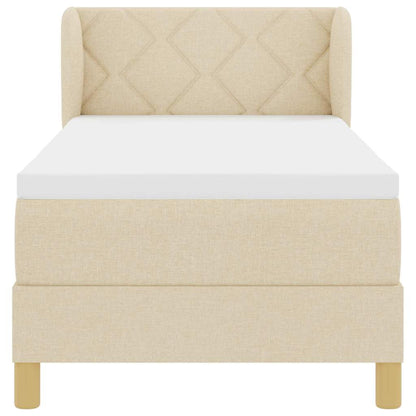 Boxspringbett mit Matratze mit Kopfteil Creme 80 x 200 cm Stoff