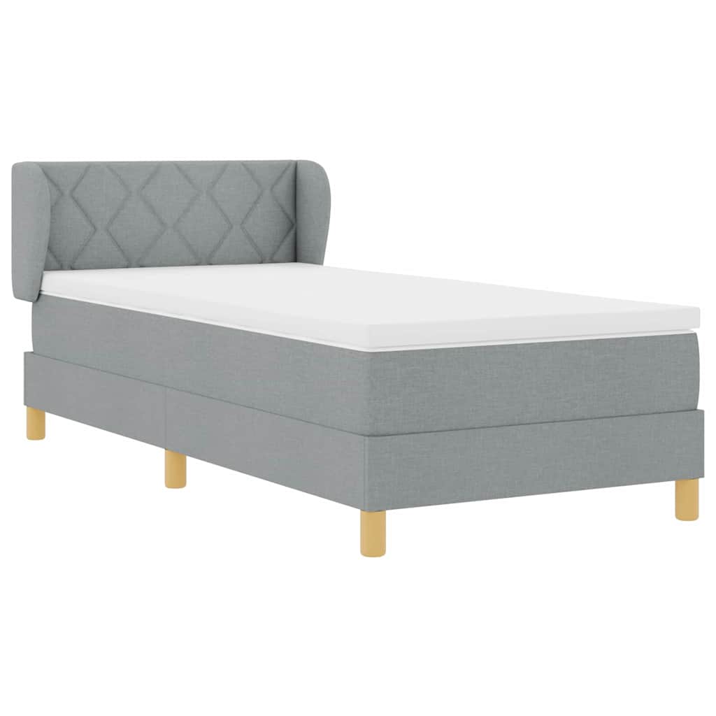Boxspringbett mit Matratze Hellgrau 90 x 190 cm Stoff