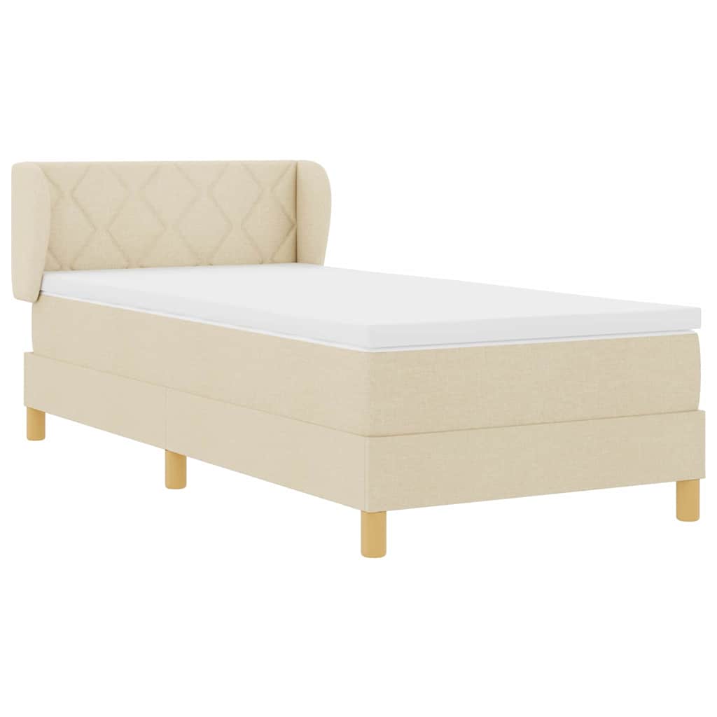 Boxspringbett mit Matratze mit Kopfteil Creme 90 x 200 cm Stoff