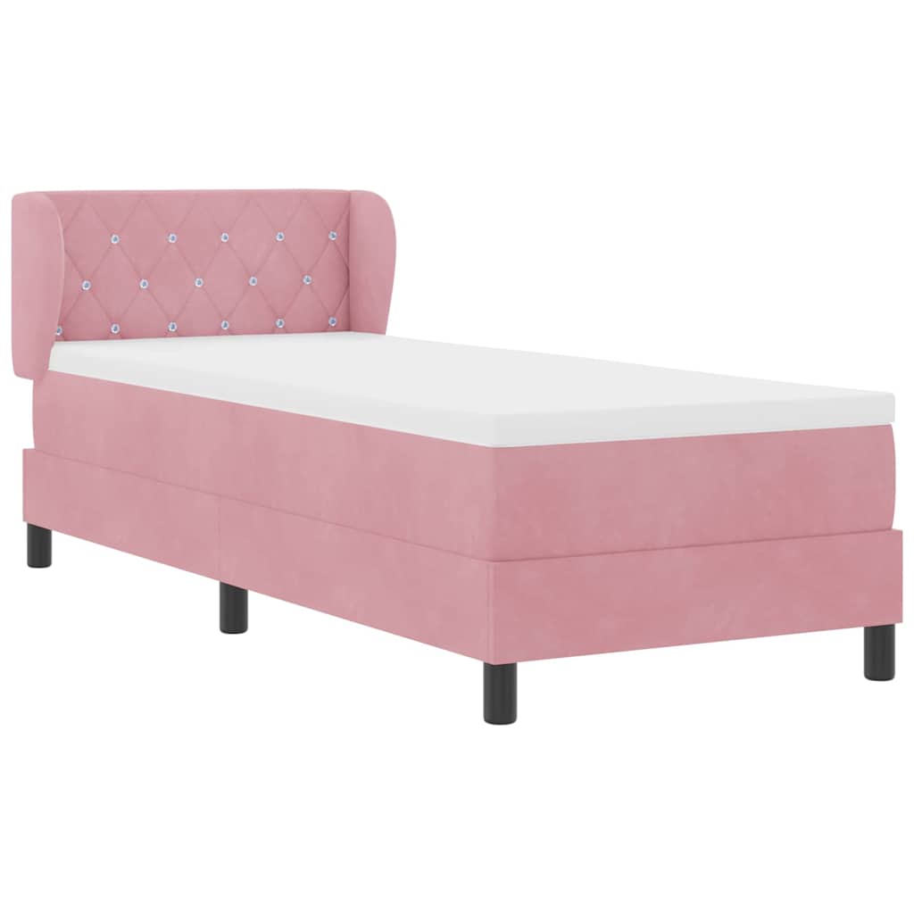 Boxspringbett mit Matratze mit Kopfteil Rosa 80 x 200 cm Samt