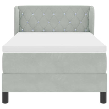 Boxspringbett mit Matratze Hellgrau 90 x 200 cm Samt