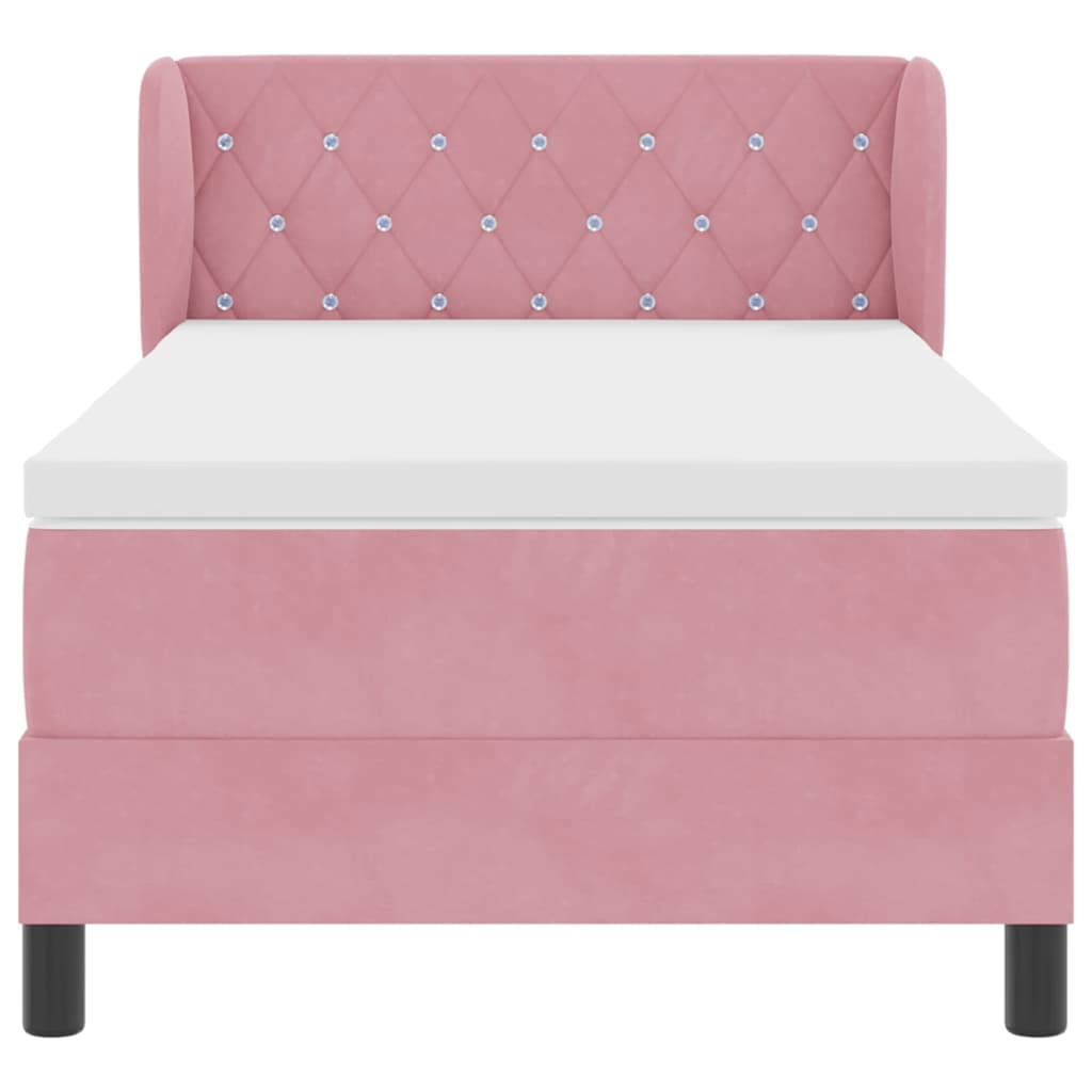 Boxspringbett mit Matratze mit Kopfteil Rosa 100 x 200 cm Samt