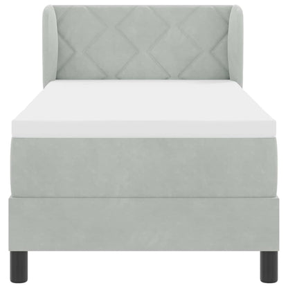 Boxspringbett mit Matratze Hellgrau 80 x 200 cm Samt