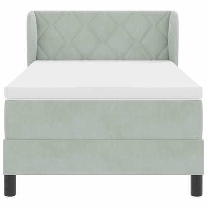 Boxspringbett mit Matratze Hellgrau 90 x 190 cm Samt