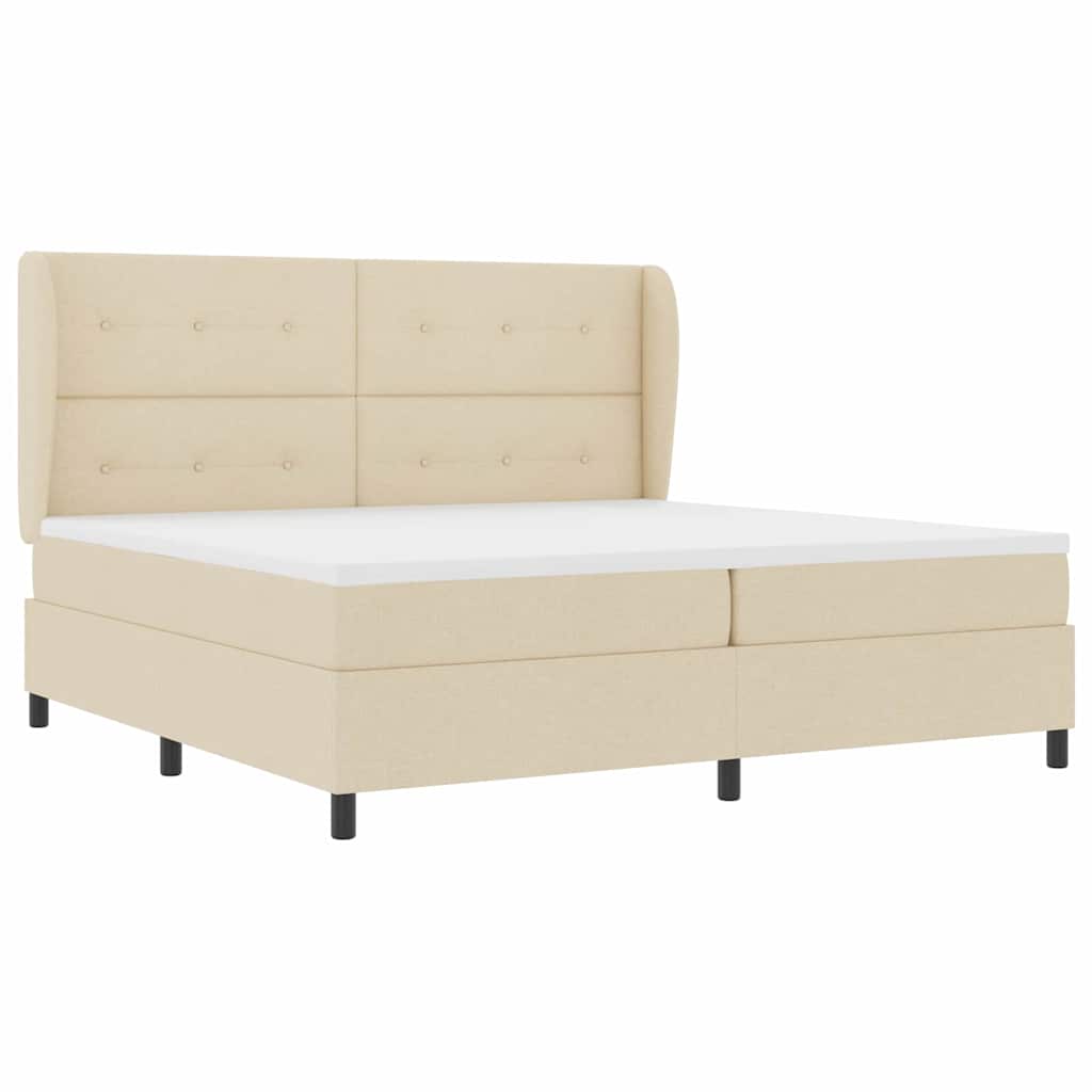 Boxspringbett mit Matratze Creme 200 x 200 cm Stoff