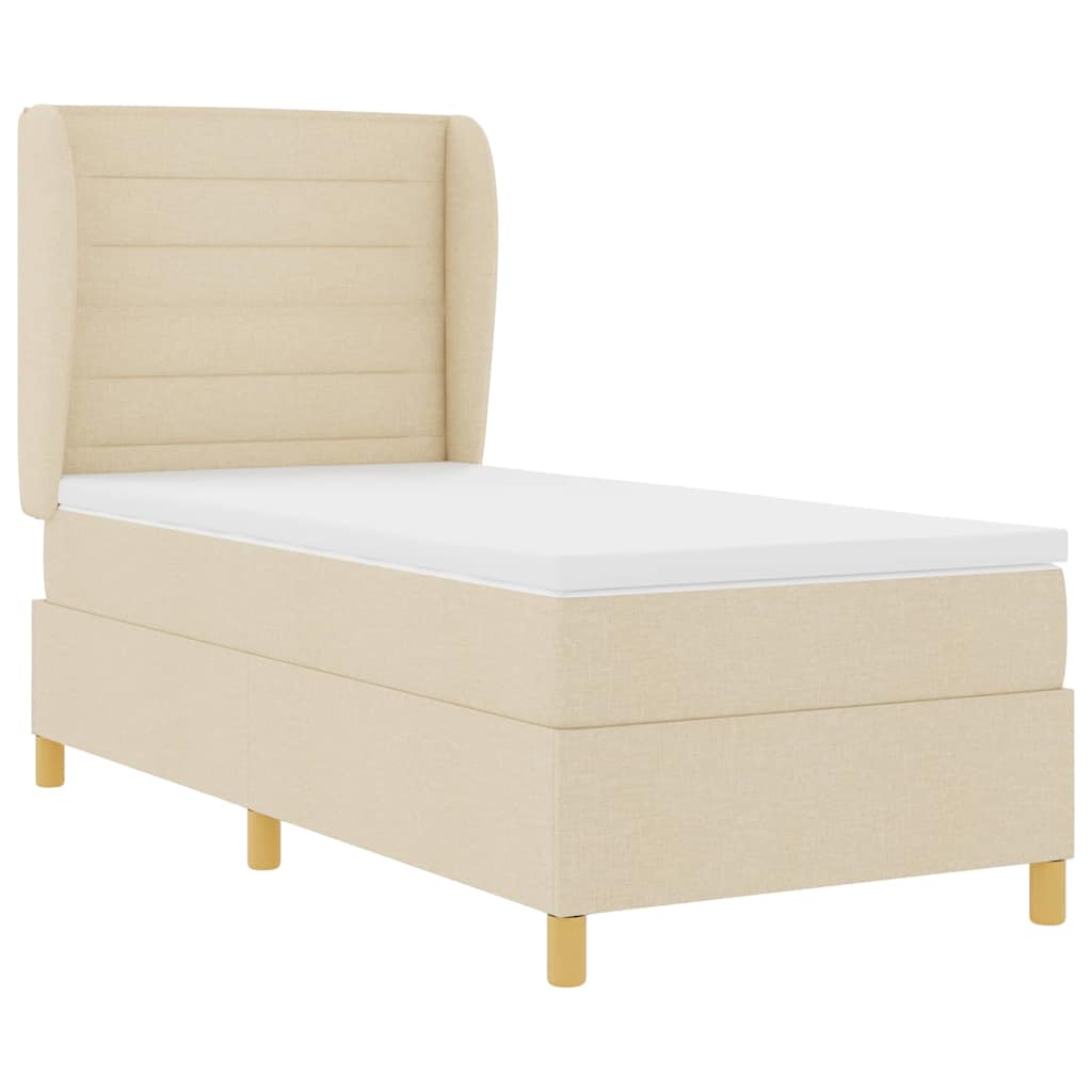 Boxspringbett mit Matratze mit Kopfteil Creme 200 x 90 cm Stoff