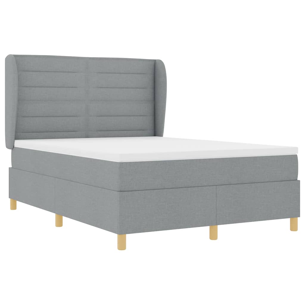 Boxspringbett mit Matratze Hellgrau 200 x 140 cm Stoff
