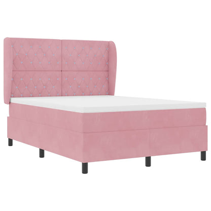 Boxspringbett mit Matratze mit Kopfteil Rosa 190 x 140 cm Samt