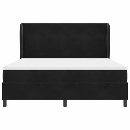 Boxspringbett mit Matratze Schwarz 200 x 180 cm Samt