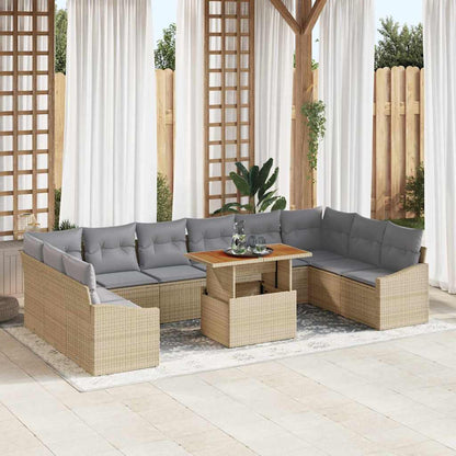 Garten Essgruppe mit Kissen 11 pcs Beige und Grau