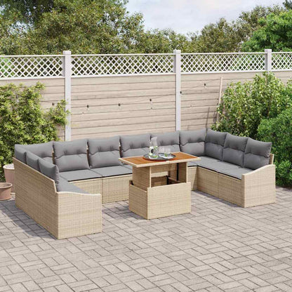 Garten Essgruppe mit Kissen 11 pcs Beige und Grau
