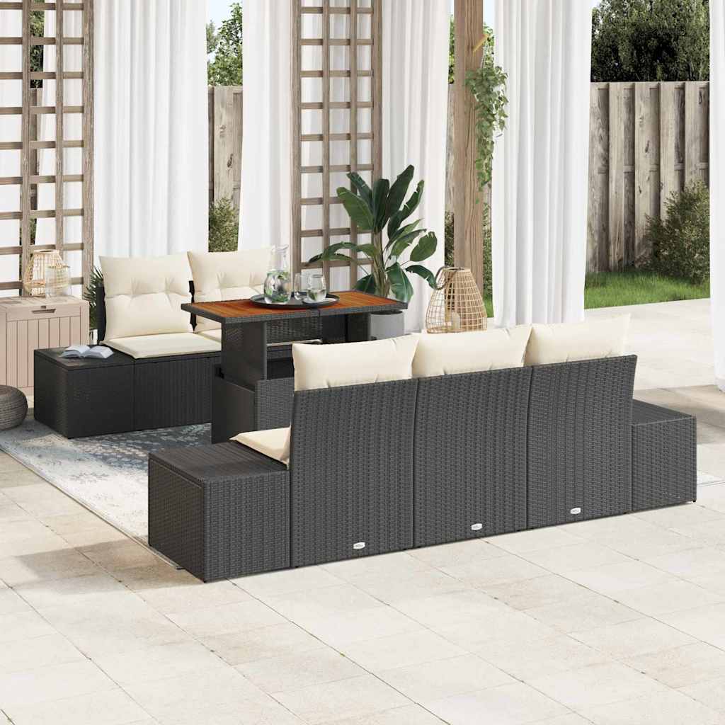 Garten Essgruppe mit Kissen 6 pcs Schwarz und Creme