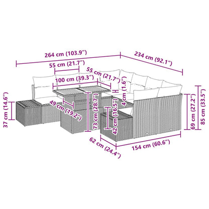 Garten Essgruppe mit Kissen 9 pcs Schwarz und Creme