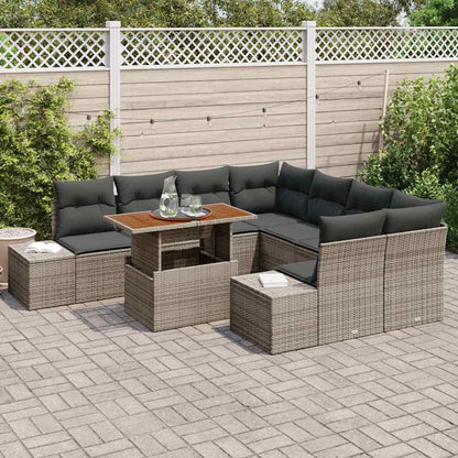 Garten Essgruppe mit Kissen 9 pcs Grau und Braun