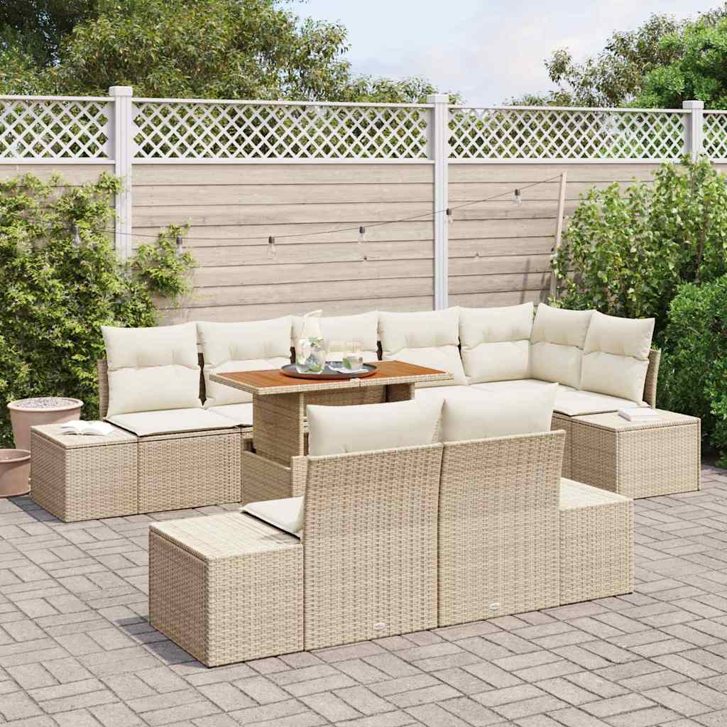 Garten Essgruppe mit Kissen 9 pcs Beige und Creme