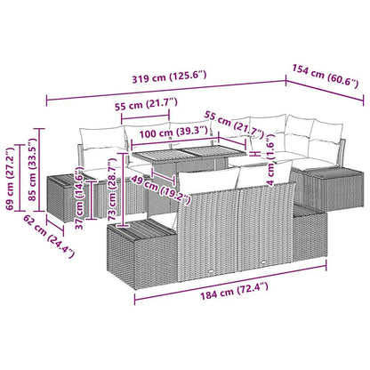 Garten Essgruppe mit Kissen 9 pcs Beige und Creme