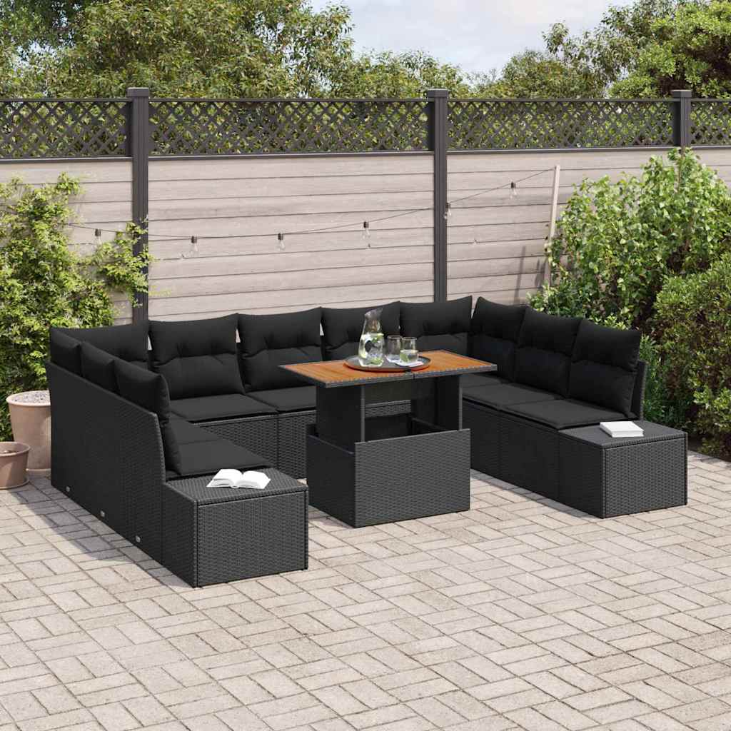 Garten Essgruppe mit Kissen 10 pcs Schwarz und Braun