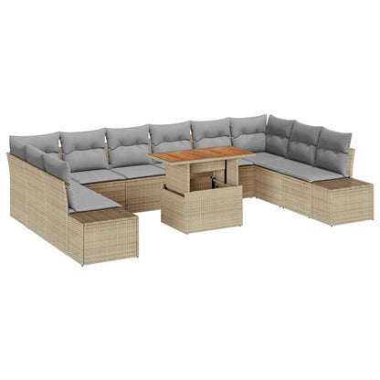 Garten-Sofa-Set mit Kissen mit Kissen 11 pcs Beige und Grau