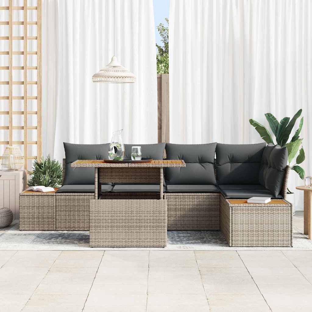 Garten Essgruppe mit Kissen 6 pcs Grau und Braun